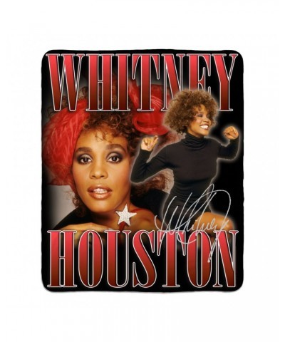 Whitney Houston Sherpa Blanket | Red Collage Design Blanket $6.97 Blankets