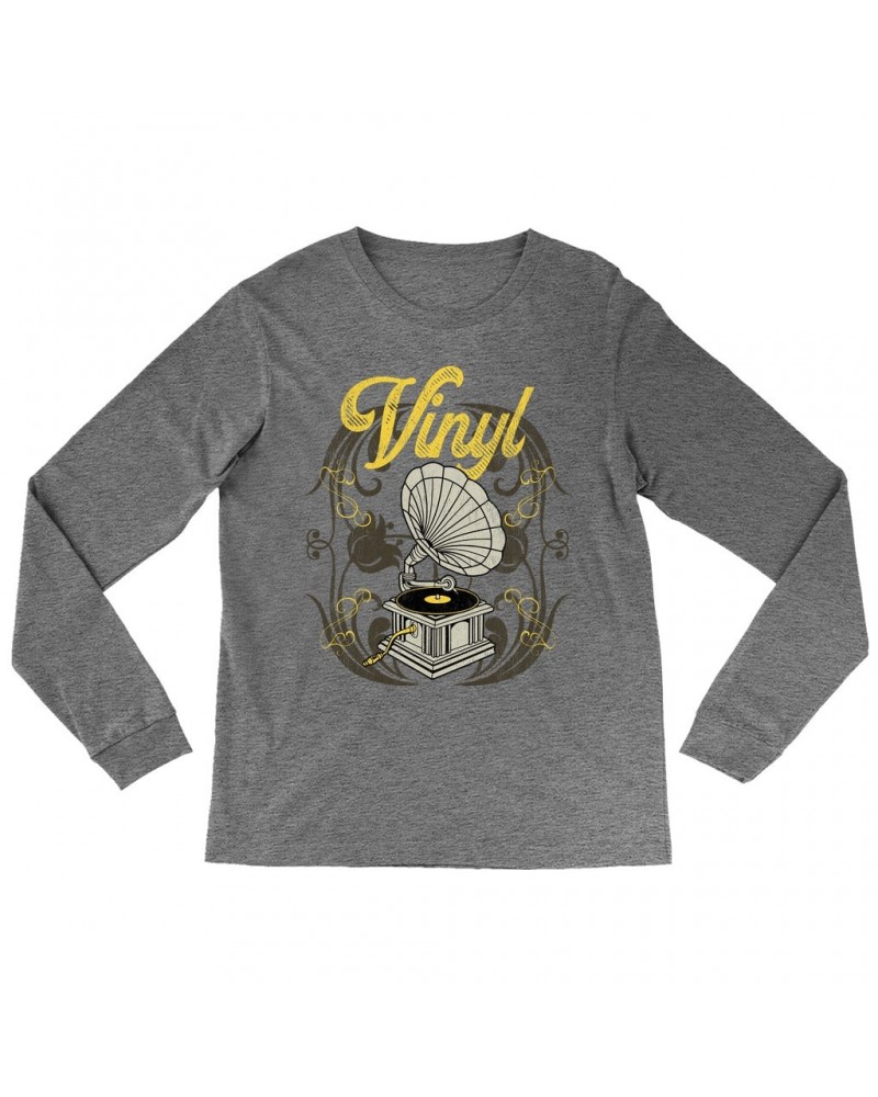 Music Life Heather Long Sleeve Shirt | Only Vintage Vinyl Shirt $8.83 Shirts