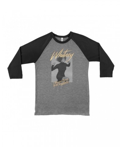 Whitney Houston 3/4 Sleeve Baseball Tee | I Wanna Dance With Somebody Ivory Design Shirt $9.59 Shirts