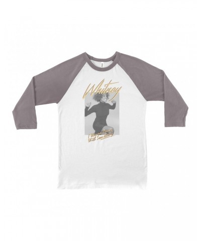 Whitney Houston 3/4 Sleeve Baseball Tee | I Wanna Dance With Somebody Ivory Design Shirt $9.59 Shirts