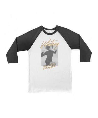 Whitney Houston 3/4 Sleeve Baseball Tee | I Wanna Dance With Somebody Ivory Design Shirt $9.59 Shirts