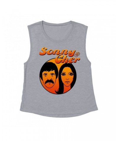 Sonny & Cher Ladies' Muscle Tank Top | Comedy Hour Illustration And Logo Ombre Shirt $4.94 Shirts