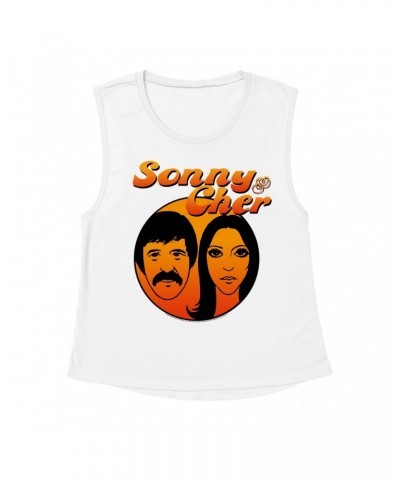 Sonny & Cher Ladies' Muscle Tank Top | Comedy Hour Illustration And Logo Ombre Shirt $4.94 Shirts