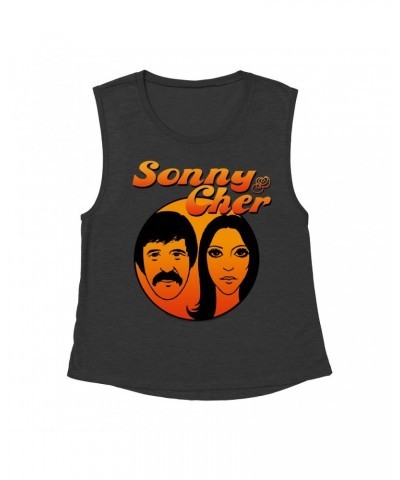 Sonny & Cher Ladies' Muscle Tank Top | Comedy Hour Illustration And Logo Ombre Shirt $4.94 Shirts