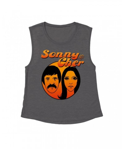 Sonny & Cher Ladies' Muscle Tank Top | Comedy Hour Illustration And Logo Ombre Shirt $4.94 Shirts