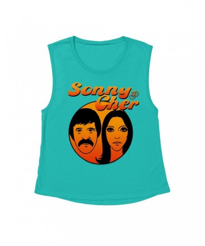 Sonny & Cher Ladies' Muscle Tank Top | Comedy Hour Illustration And Logo Ombre Shirt $4.94 Shirts