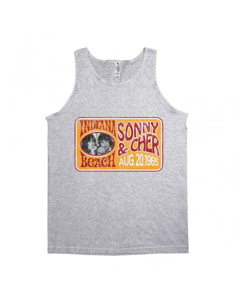 Sonny & Cher Unisex Tank Top | Indiana Beach Red And Gold Concert Banner Distressed Shirt $7.91 Shirts