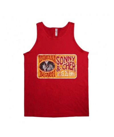 Sonny & Cher Unisex Tank Top | Indiana Beach Red And Gold Concert Banner Distressed Shirt $7.91 Shirts