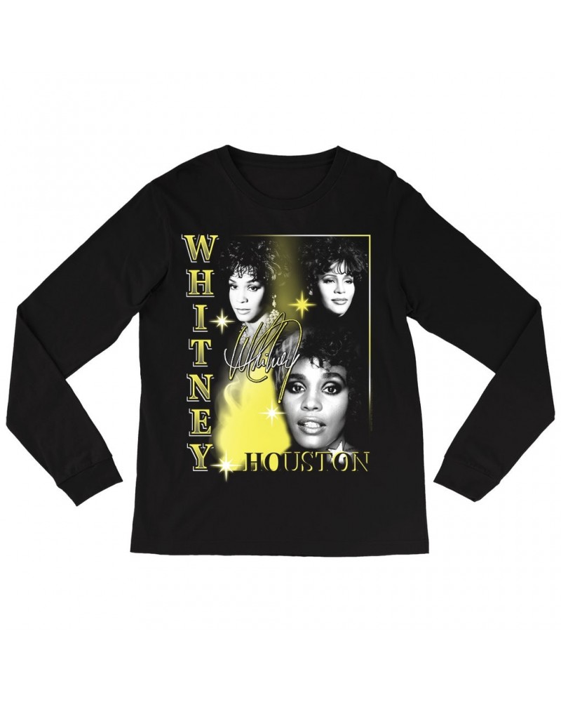 Whitney Houston Long Sleeve Shirt | Yellow Classic Collage Shirt $11.43 Shirts