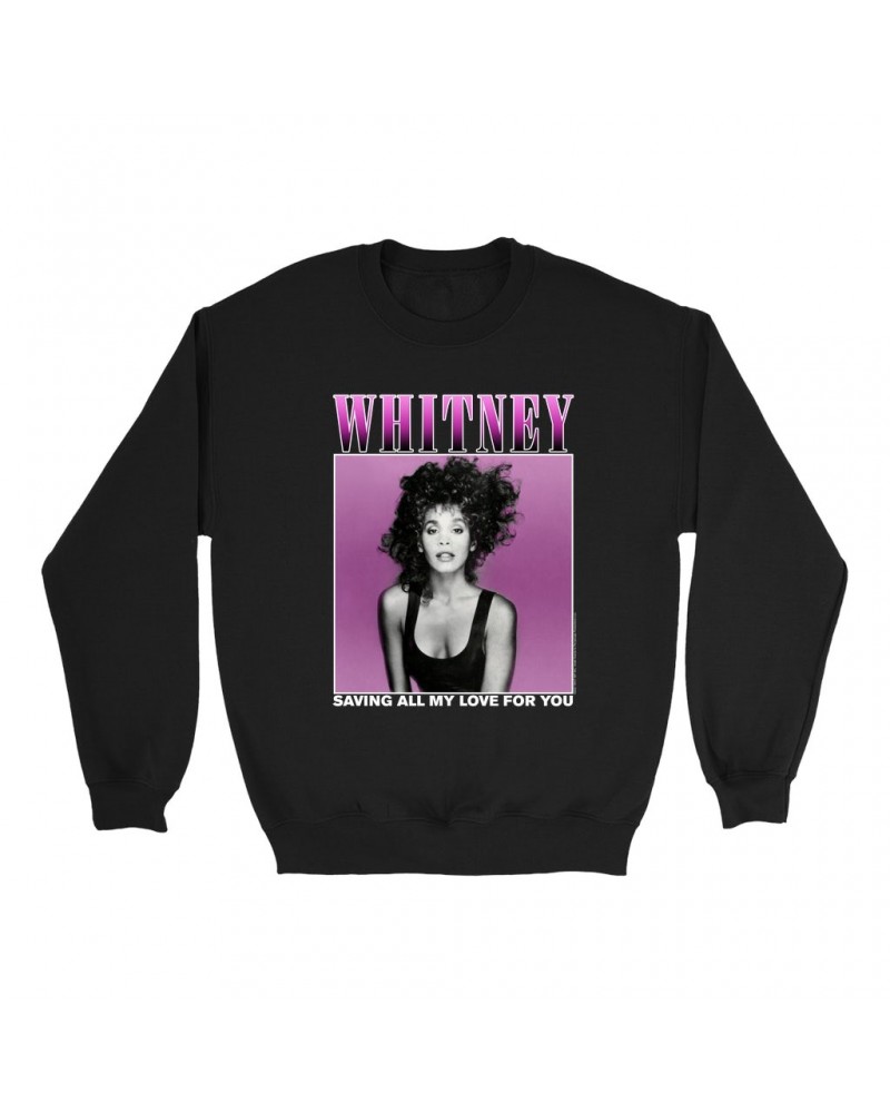 Whitney Houston Sweatshirt | Saving All My Love For You Ombre Purple Design Sweatshirt $6.96 Sweatshirts