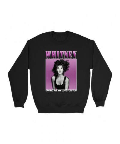 Whitney Houston Sweatshirt | Saving All My Love For You Ombre Purple Design Sweatshirt $6.96 Sweatshirts