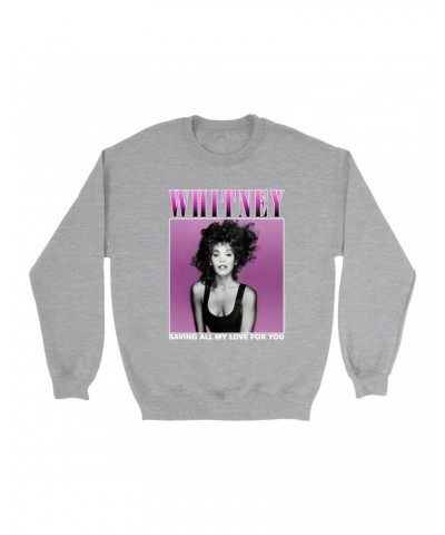 Whitney Houston Sweatshirt | Saving All My Love For You Ombre Purple Design Sweatshirt $6.96 Sweatshirts