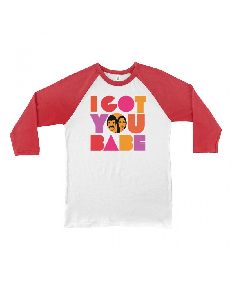 Sonny & Cher 3/4 Sleeve Baseball Tee | I Got You Babe Bright Logo Image Shirt $7.76 Shirts