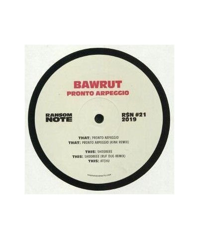 Bawrut Pronto Arpeggio Vinyl Record $16.96 Vinyl