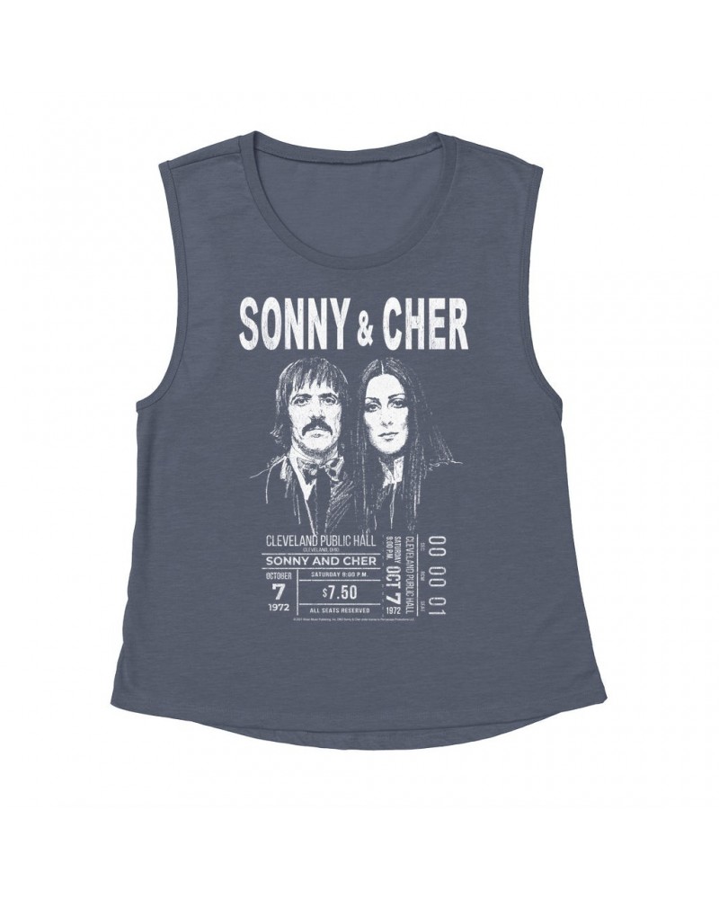 Sonny & Cher Ladies' Muscle Tank Top | Cleaveland Hall Concert Ticket Stub Shirt $11.04 Shirts