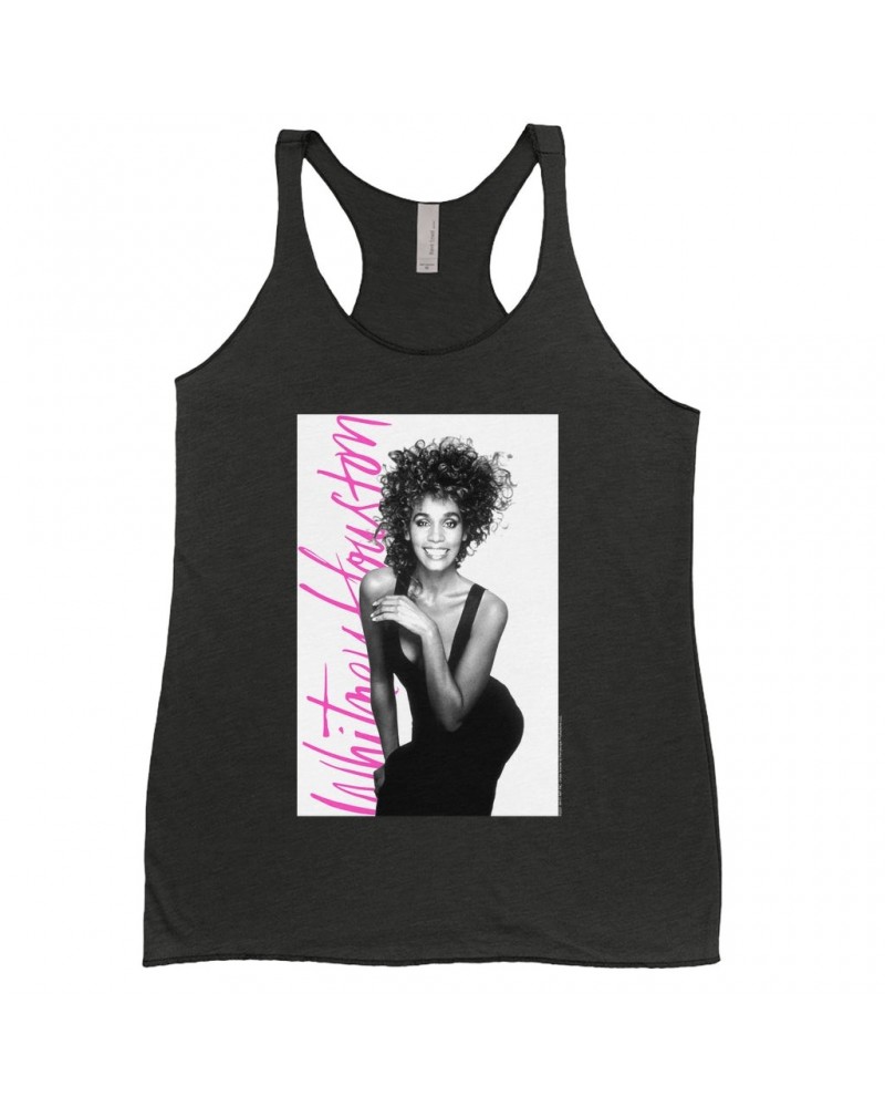 Whitney Houston Ladies' Tank Top | Album Photo With Hot Pink Signature Image Shirt $6.81 Shirts