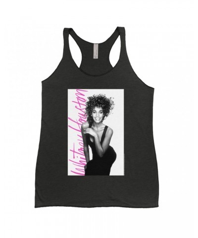 Whitney Houston Ladies' Tank Top | Album Photo With Hot Pink Signature Image Shirt $6.81 Shirts