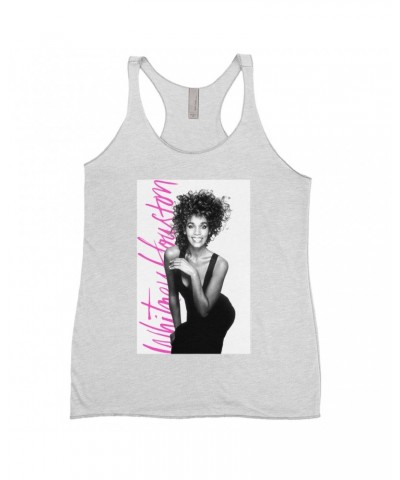 Whitney Houston Ladies' Tank Top | Album Photo With Hot Pink Signature Image Shirt $6.81 Shirts