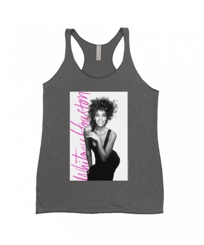 Whitney Houston Ladies' Tank Top | Album Photo With Hot Pink Signature Image Shirt $6.81 Shirts